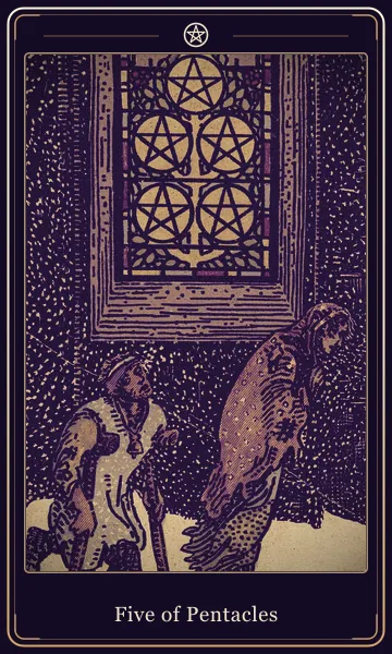 Five of Pentacles tarot card