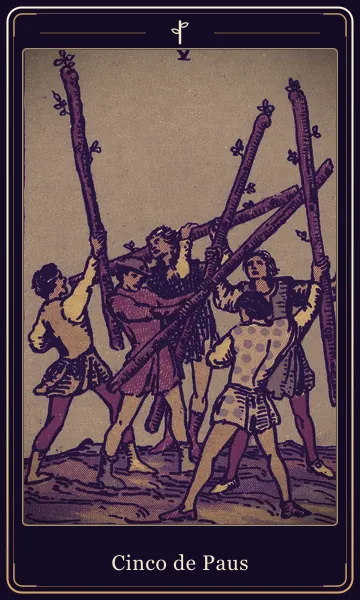 Carta Cinco de Paus do tarot